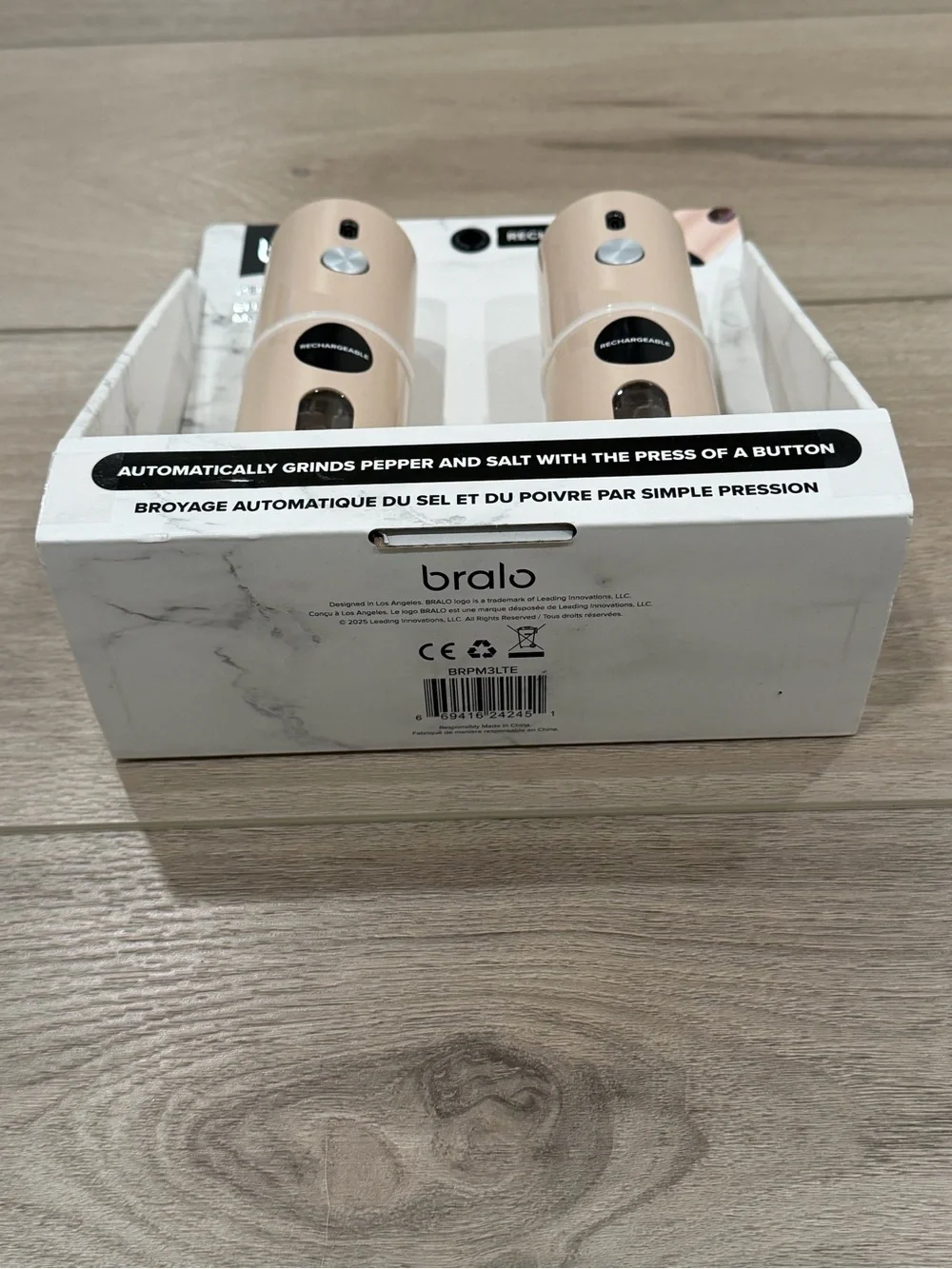 Bralo Rechargeable Pepper Mill Set BPA Free Adjustable Setting New